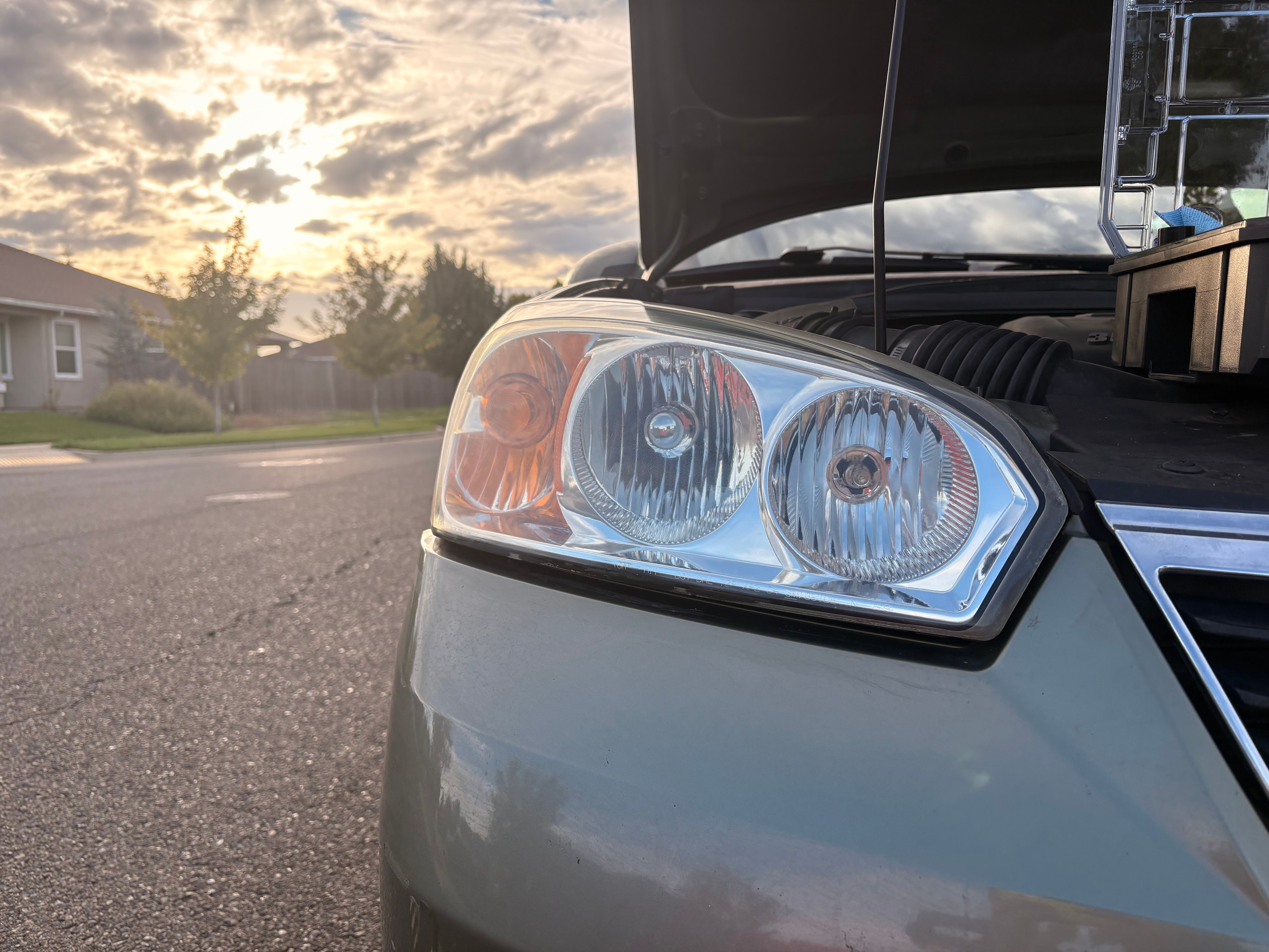 Chevy Malibu headlight after restoration, clear and bright